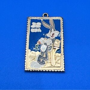 1997 Gold Plated Looney Tunes Stamp collection Bugs Bunny Pendant only! Vintage